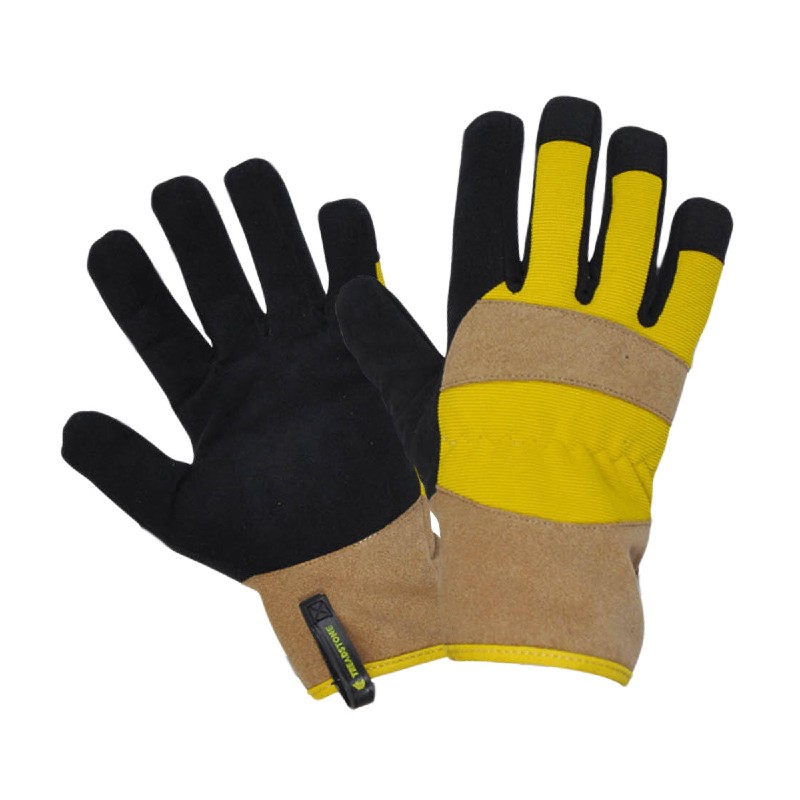 ClipGlove Premium Rigger Men's Reinforced Garden Gloves (black, yellow, and beige)
