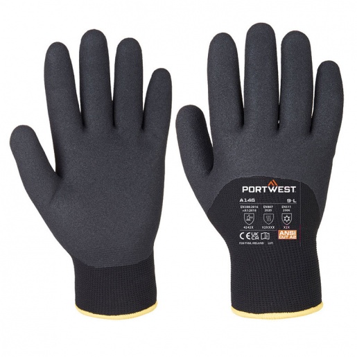 Portwest A146BK Nitrile-Coated Black Thermal Gardening Gloves