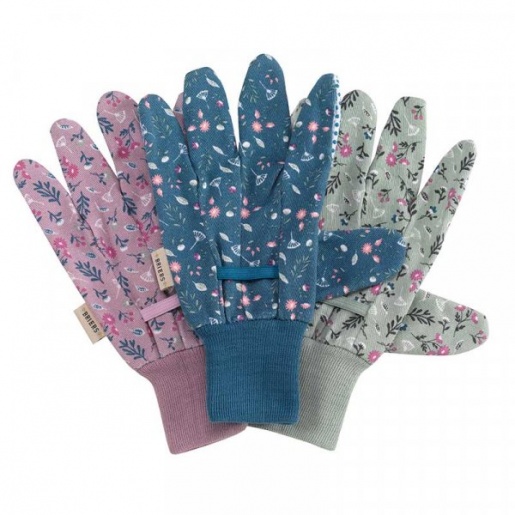 Briers Flower Field Cotton Gloves with Grip (Pack of 3)