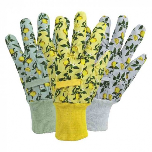 Briers Sicilian Lemon Cotton Gloves with Grip (Pack of 3)