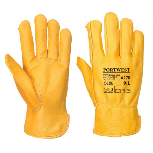 Portwest A270 Yellow Leather Gardening Gloves
