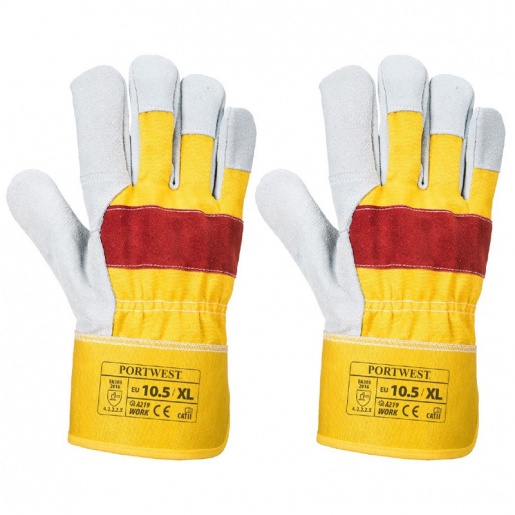 Portwest A219 Yellow and Red Chrome Rigger Gardening Gloves