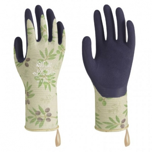 WithGarden Luminus Olive-Patterned Premium Nitrile-Coated Gardening Gloves