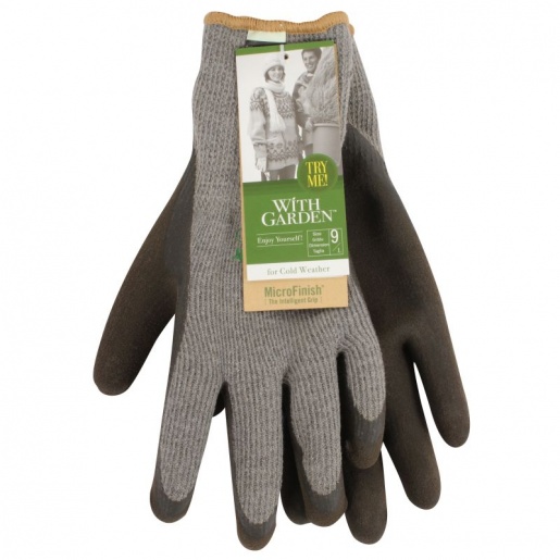 WithGarden Soft n Tough Ash Grey Thermal Latex-Coated Gardening Gloves
